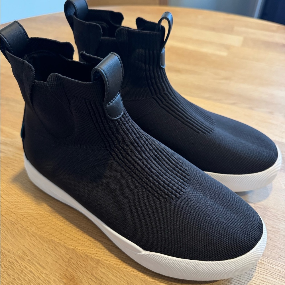 Vessi Black Ankle Boots with White Soles